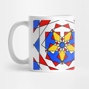 Star Quilt Composition in Red, Blue and Gold Mug